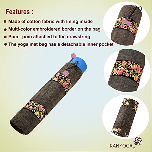 Image of Yoga Mat Cover Bag | Cotton Exercise Fitness Durable | Mat Carry Bag Cover Only with Strong Shoulder Straps | Yoga Mat Bag for Men & Women (Charcoal Grey)