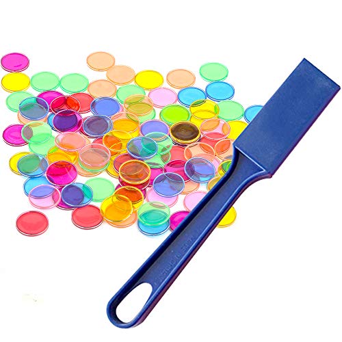 Kit de Juguetes Montessori 1pcs Varita magnética + 100pcs Chip de Bingo de Anillo de Metal Redondo Transparente para niños Juguetes de Aprendizaje en el Aula