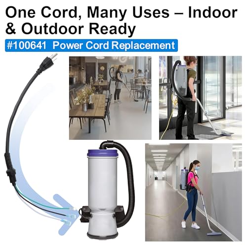 Image of Dreyoo 2 Pack 100641 Power Cord Parts Compatible with ProTeam Backpack Vacuum, Pigtail 3 Wire, w /Nut & Washer, Cord Accessories Compatible with Coach /Mega /Aviation Vac, LineVacer, QuietPro, ULPA