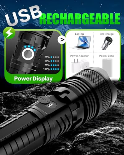 Image of Victoper LED Flashlights, High Powered High Lumens Super Bright Tactical Flashlight, Rechargeable, 5 Modes Zoomable Waterproof Flash Lights for Emergency, Outdoor, Home, Camping, Hiking