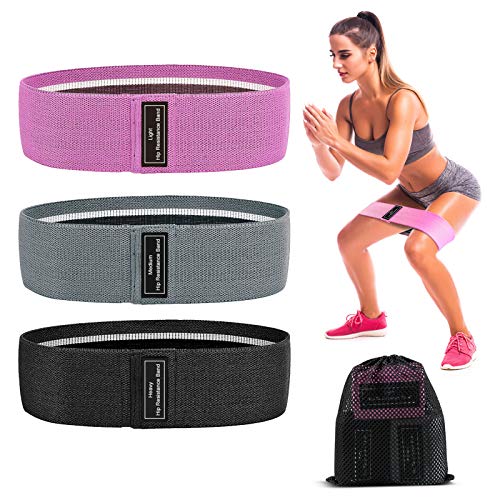 AODOOR Fitnessbänder Set, Resistance Hip Bands Widerstandsbänder Trainingsbänder Set mit 3 Verschiedene Zugfestigkeit-Stärken Yogagurt für Beintraining, Krafttraining und Klimmzüge