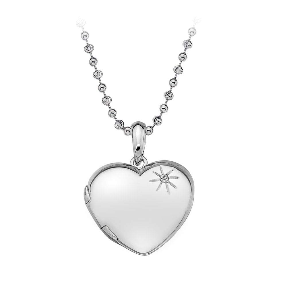 Memoirs Diamond and Heart Shape 925 Sterling Silver Pendant on 40-46 cm Chain