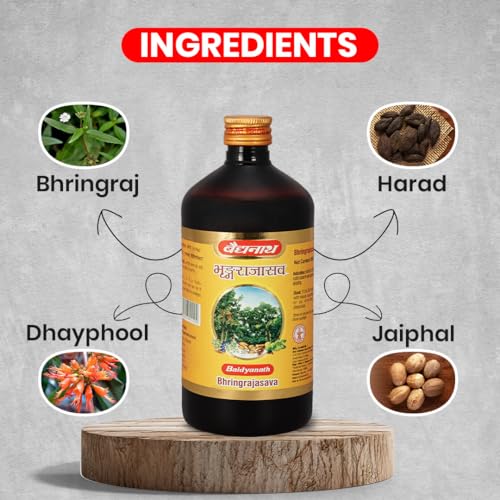 Image of Baidyanath Ayurved Bhringrajasava Syrup (450 Ml) | Helps to Manage Common Cold, Cough & Premature Greying of Hair | Maintains Overall Wellbeing | Pack of 2