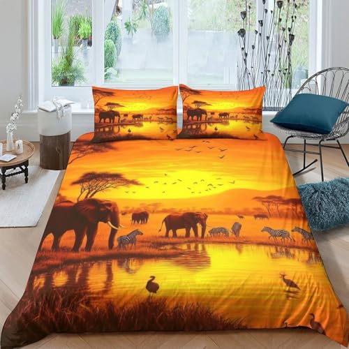 Housse de couette éléphant d'Afrique imprimé 3D avec microfibre douce