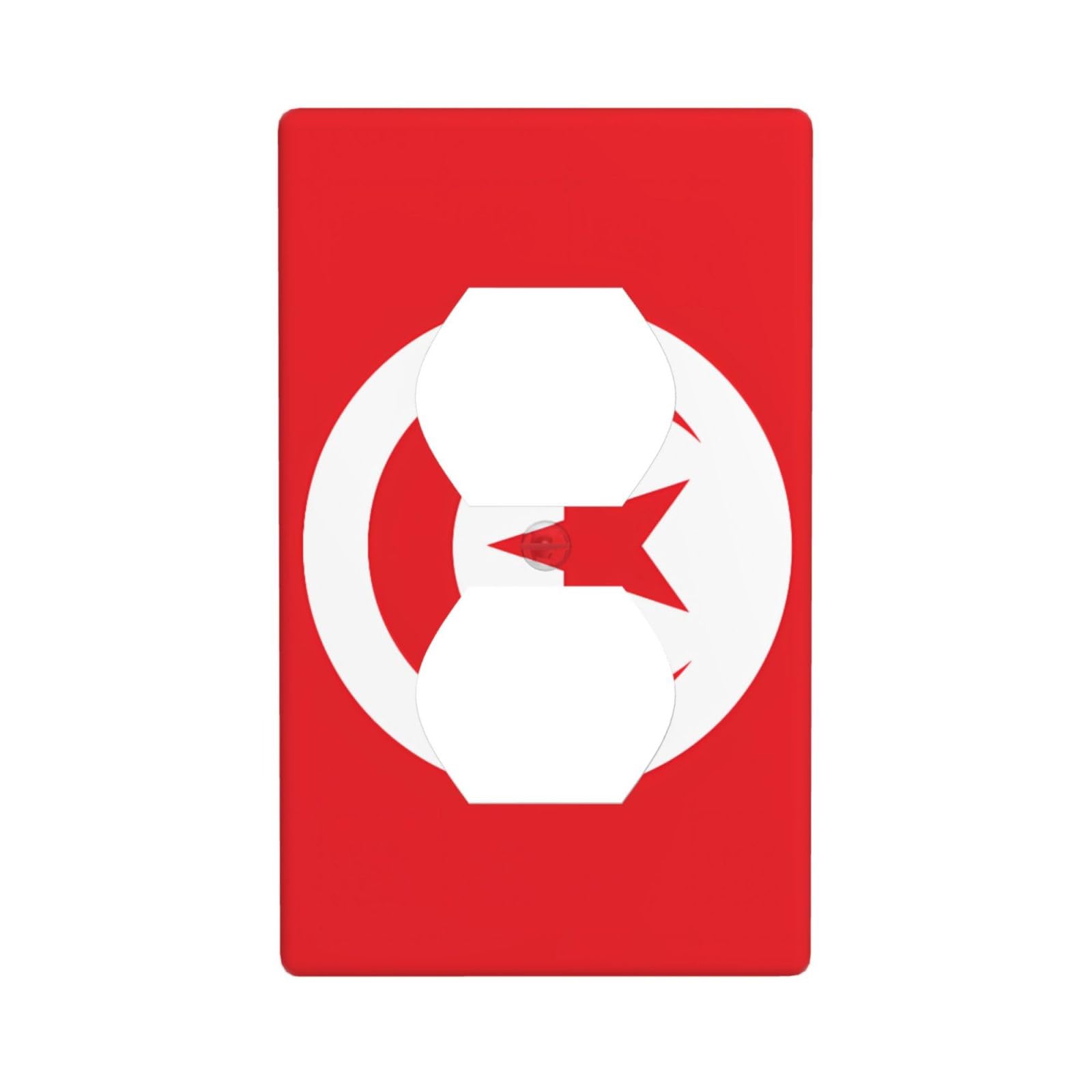 Tunisian Flag Decorative Switch Plate Cover-Unbreakable Polycarbonate Wall Plate for Home Office, 1 Gang with Screws