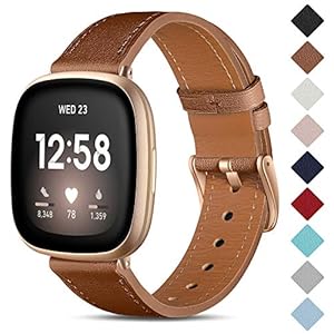 CeMiKa Lederen Bandje Compatibel met Fitbit Sense/Fitbit Versa 3, Vervangende Lederen Band Compatibel met Fitbit Sense…
