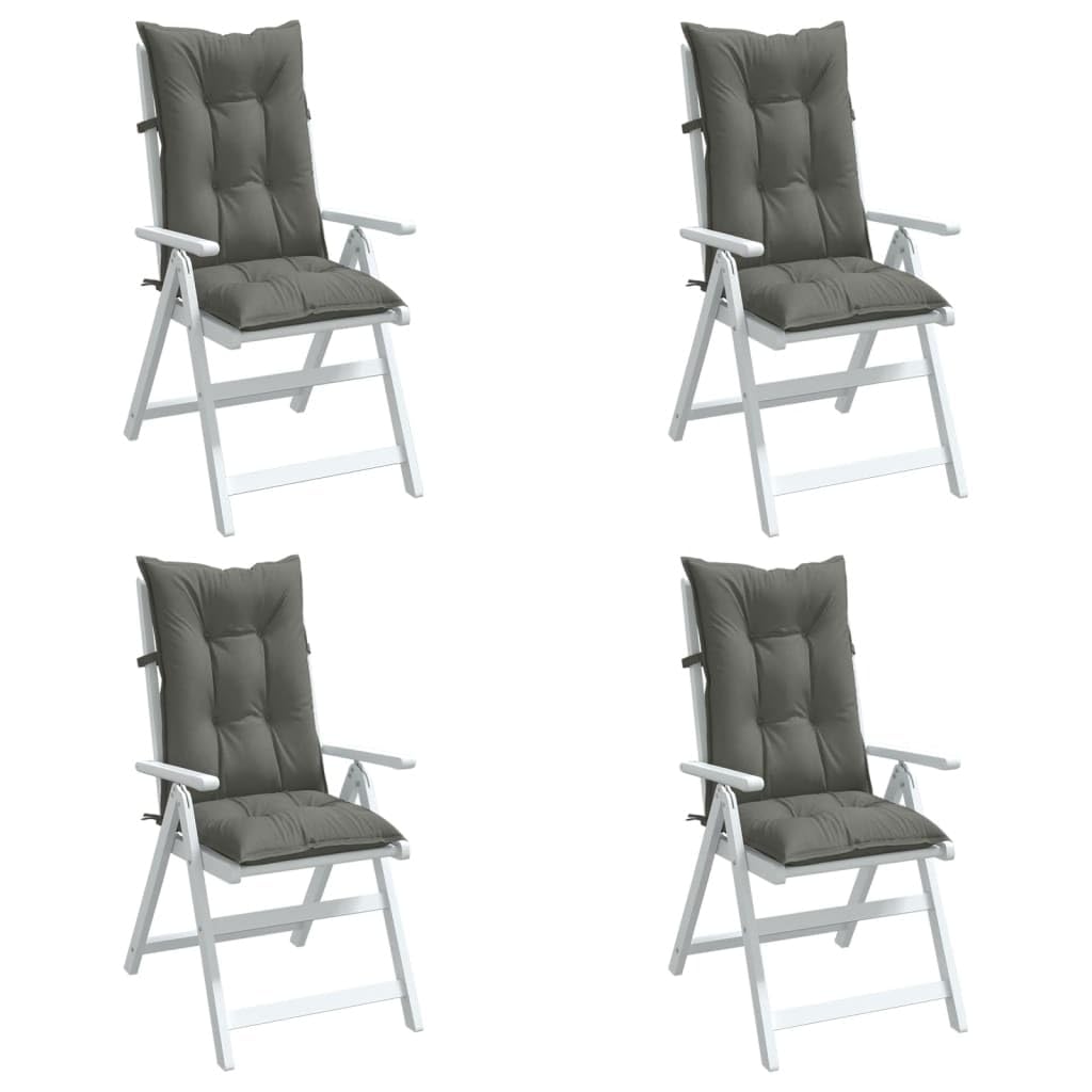 ShGaxin Cojines para Silla Respaldo Alto 4 uds Tela Gris Oscuro Melange, Cojines para Butacas De Jardin, Cojines Sillas Cocina, Cojines para Sillas De Terraza, Cojin Silla Exterior - 4002350