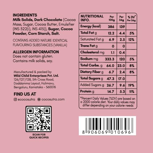 Image of Cocosutra Instant Drinking hot Chocolate - 36g | Just add milk, hot or cold