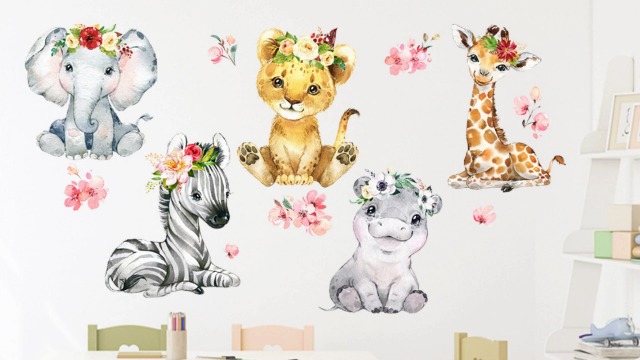 Mfault Girls Safari Jungle Animales Baby Vinilo Decorativo miniatura 7