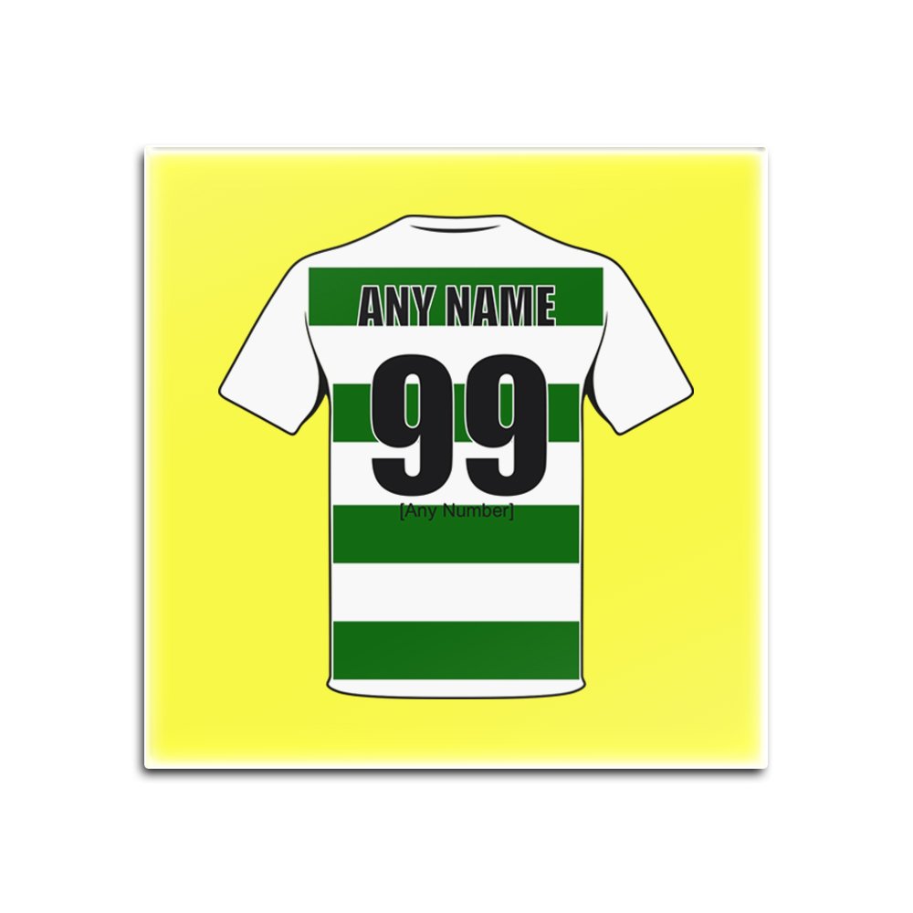 UNIGIFT Personalised Gift - Celtic Glass Square Coasters (Football Club Design Theme, Colour Options) - Any Name/Message on Your Unique Mat Pad - The Bhoys Hoops Celts