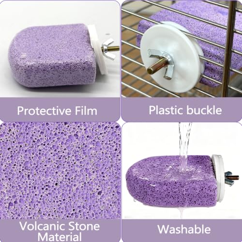 Image of 4Pack Bird Perch Stands Parrot Beak Grinding Stone Platform,Purple-S | Parakeet Foot Claws Trimmer,Calcium Perch Climbing Chewing Toys for Small Medium Birds Cockatiel Conure Lovebird Budgie