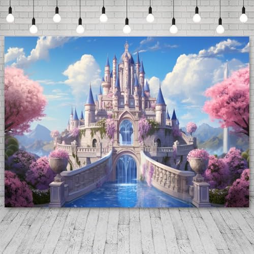 Fondo Fotográfico 7x5ft Castillo Princesa Floral Rosa miniatura 3