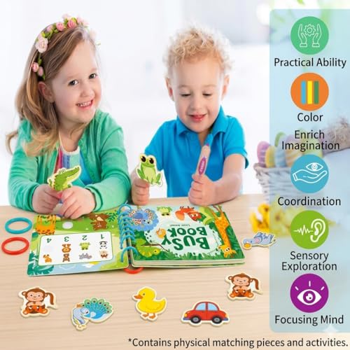 Image of Toddler Busy Book - Activity Binder for Kids 3+ Years | Montessori Learning Busy Board | Activity Book | Educational Toy | Easy to Carry Travel Book | Return Gift for Kids (Animal)