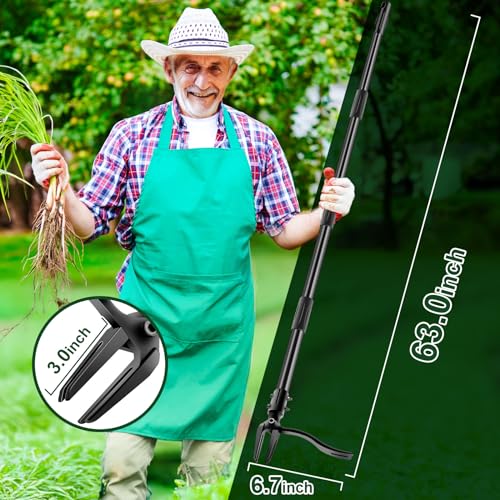 Faber-Castell WEED PULLER TOOL 63 Inch Stand Up Heavy Duty Weed Remover Tool & 4 Claw Steel Head, 4 Lengths Of Adjustable Garden Tools, Detachable Weed Puller thumb #4
