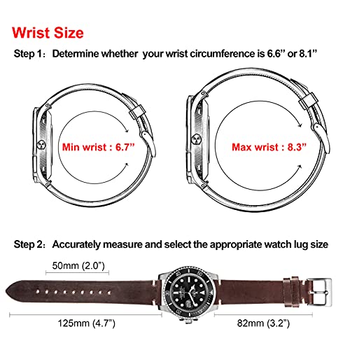 Image of hemsut h Leather Watch Bands for Men, Horween Quick Release Leather Watch Strap Vintage Watch Replacement Wrap of 18mm, 20mm, 22mm