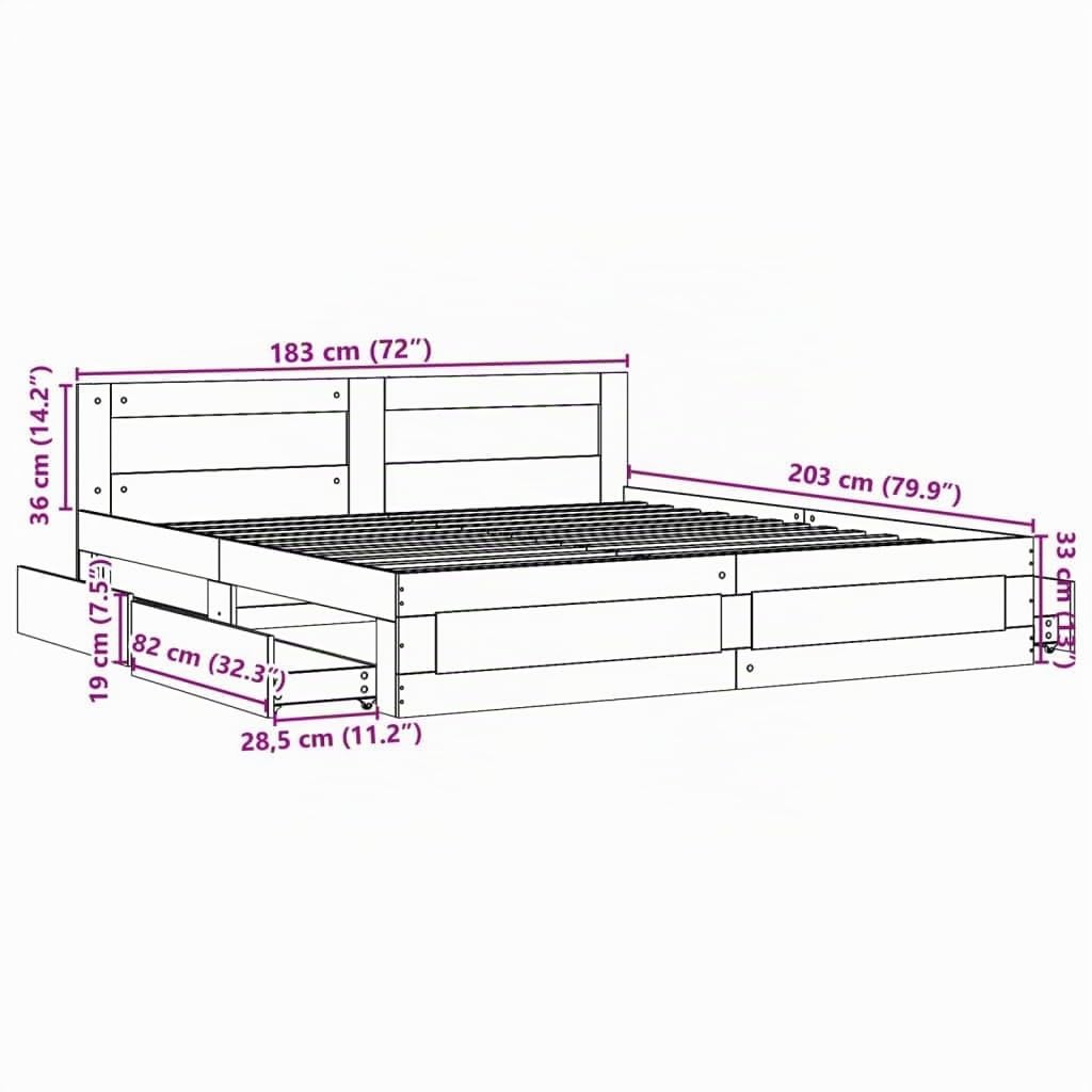 vidaXL Bettgestell mit Kopfteil Räuchereiche 180x200 cm Holzwerkstoff