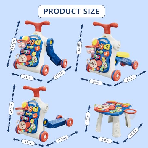 Hyes 6030 5 In 1 Baby Push Walker For Baby Boy, Activity Center Learning To Walk, Sit To Stand, Early Learning Push Toys thumb #8