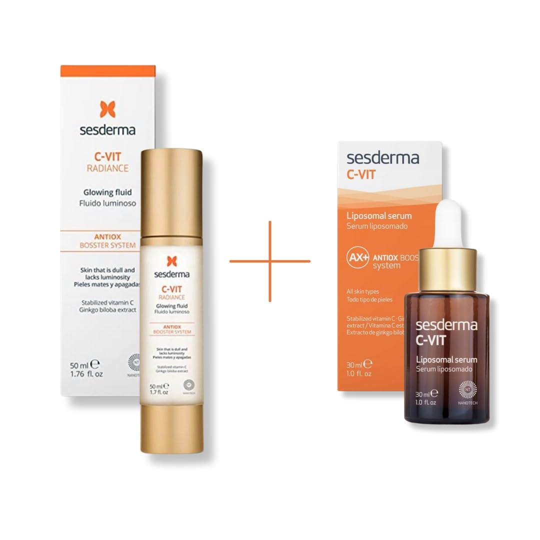 Sesderma C-VIT Weihnachtsset - Radience Creme 50 ml + Serum 30 ml, Vitamin C Anti-Aging Set, Feuchtigkeit & Glow, Für strahlende Haut, Ideal für alle Hauttypen