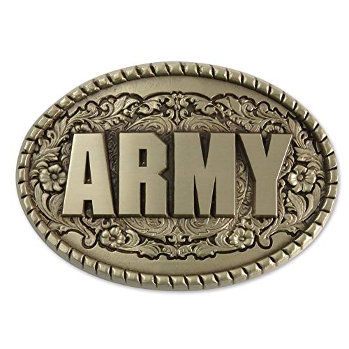 Indiana Metal Craft US ARMY Western Design Solid Brass Belt Buckle MADE IN USA