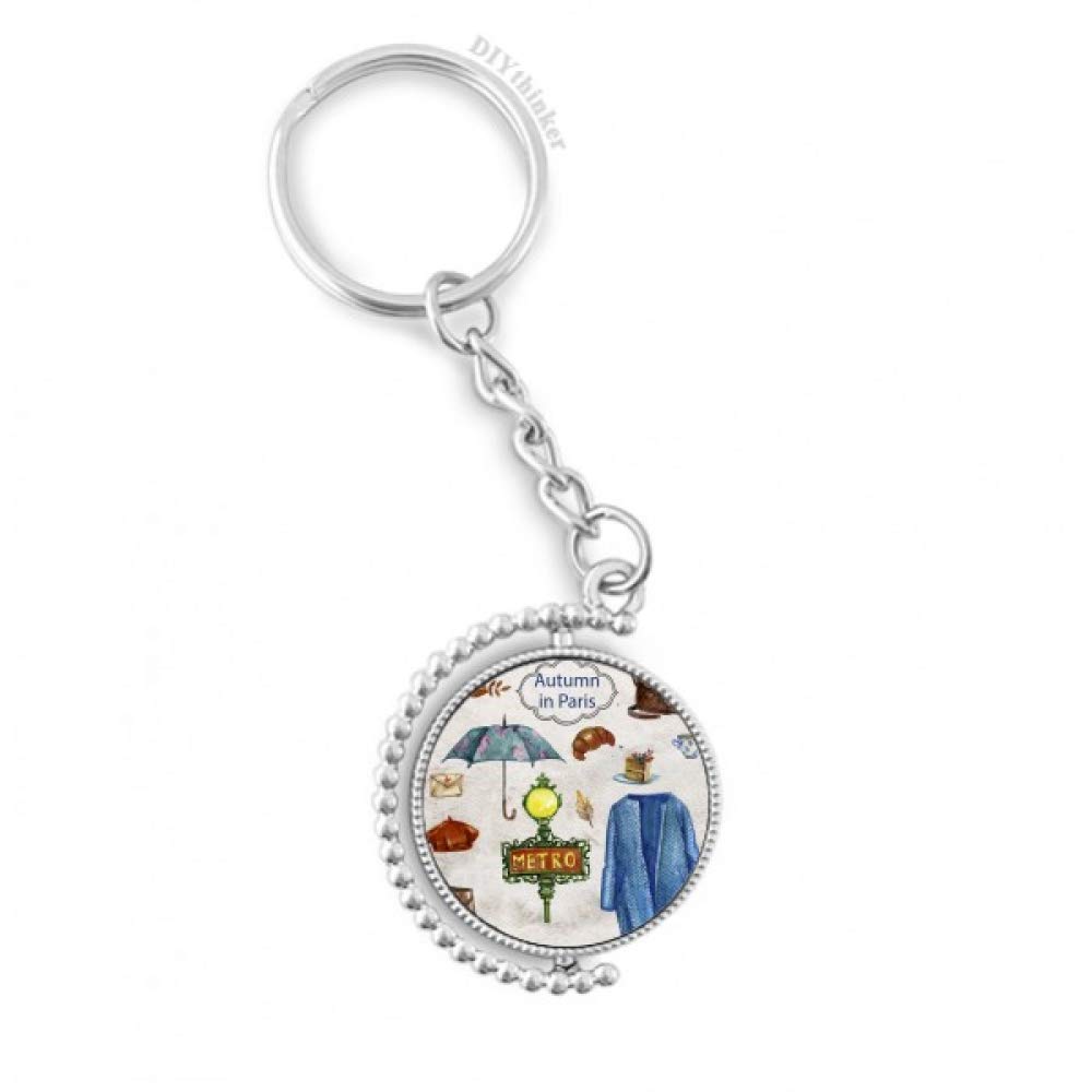 Llavero de París de metal resistente con colgante giratorio 4