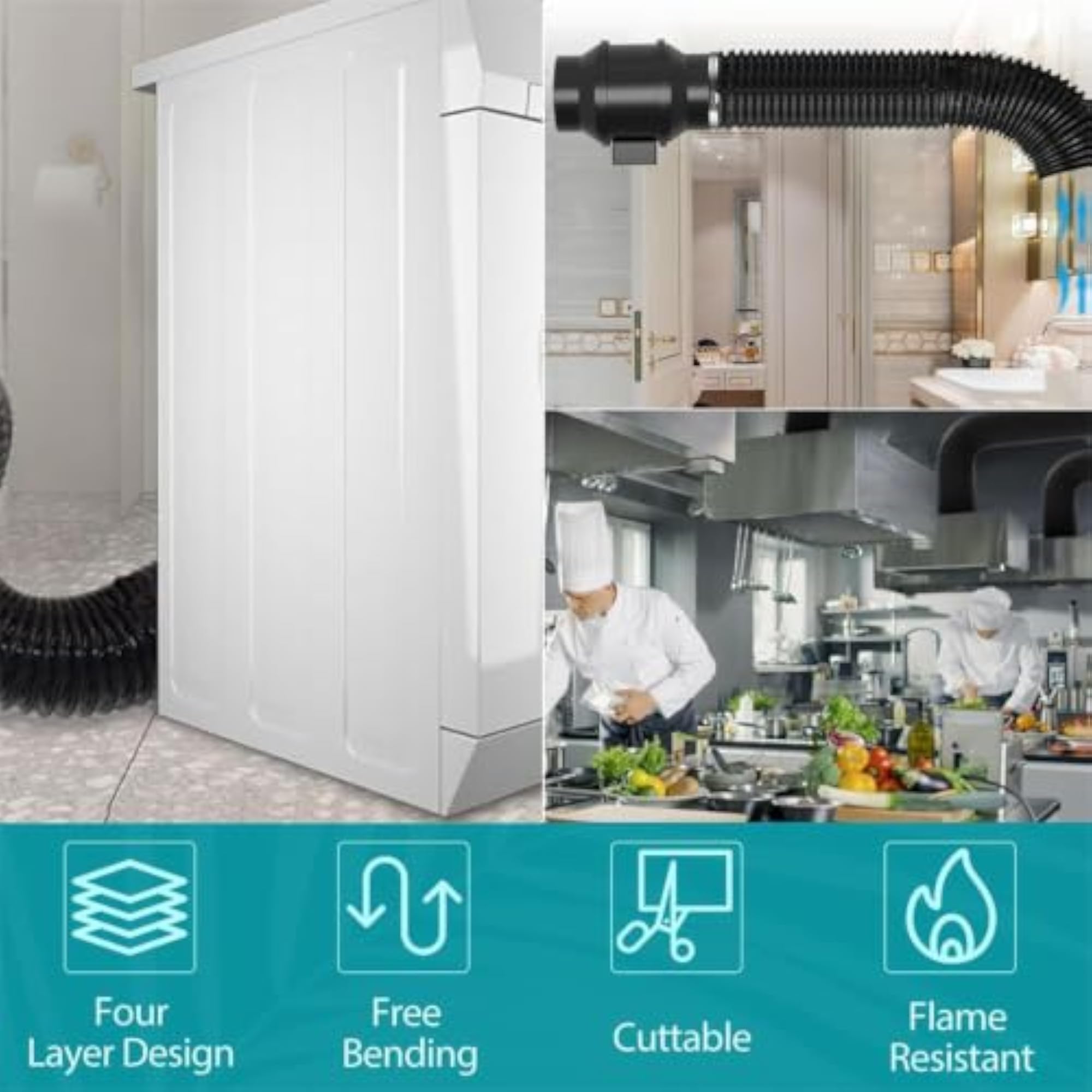 Chimney Pipe 6 Inch, Dryer Vent Hose and Duct for Kitchen Ventilation