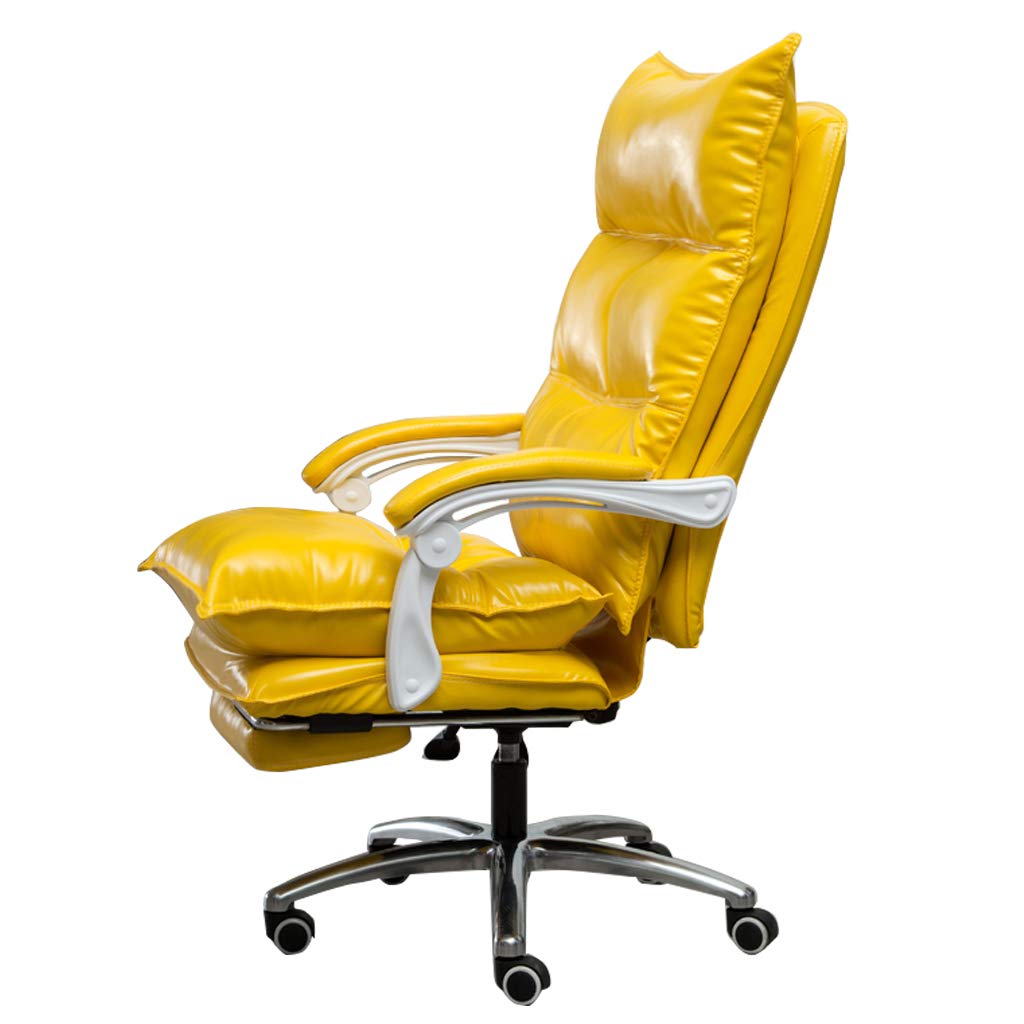 Faux Leather Executive Office Chairs with Footrest and High Back Support | Armchairs 170° Reclines | 10cm Lift | Beauty Chair in Yellow