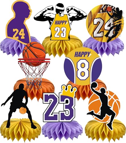 8Pcs 24 For Basketball Honeycomb Table Centerpiece Birthday Party Supplies Table Decorations for Basketball Party Decorations.