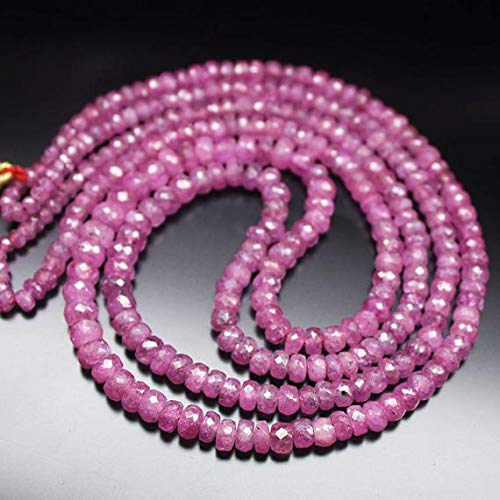 LKBEADS 2 Strand Necklace Rare Pink Sapphire Faceted Rondelle Gemstone Loose Craft Beads Strand 18 Inch Long 3mm 6mm Code-HIGH-1642