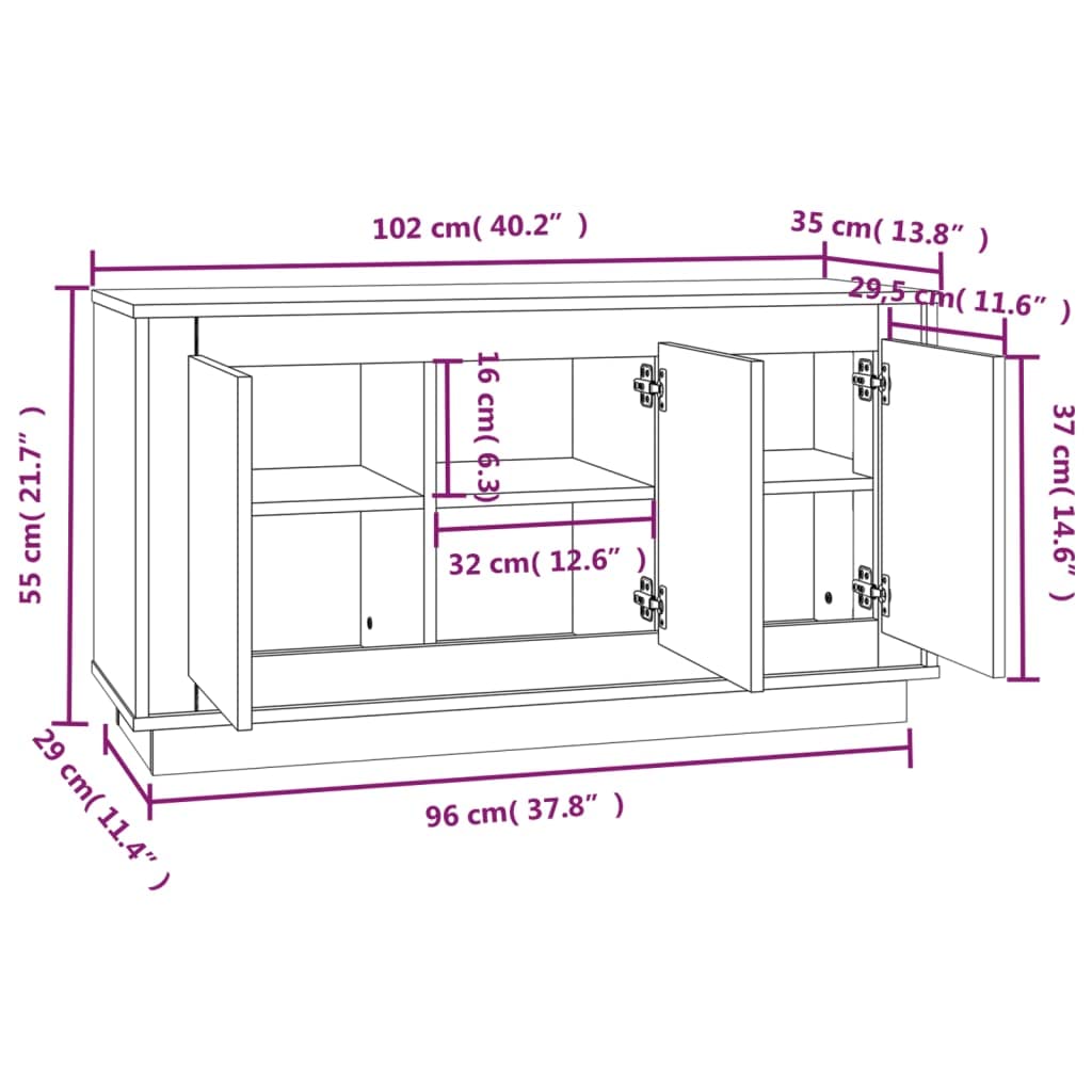 Hothingwell Sonoma drewniany bufet inżynieryjny 102 x 35 x 55 cm