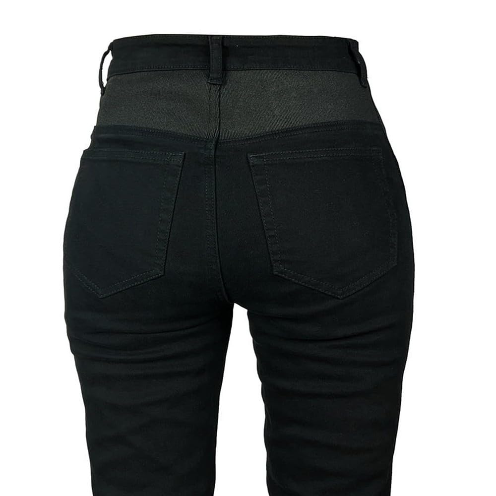 BLUEZY Pantaloni Moto Donna, Traspirante Jeans da Motociclista Elasticizzati Slim Fit da Donna, Pantaloni Biker Ventilato Elastico Vestibilità Slim con 4 Imbottitura di Protezione