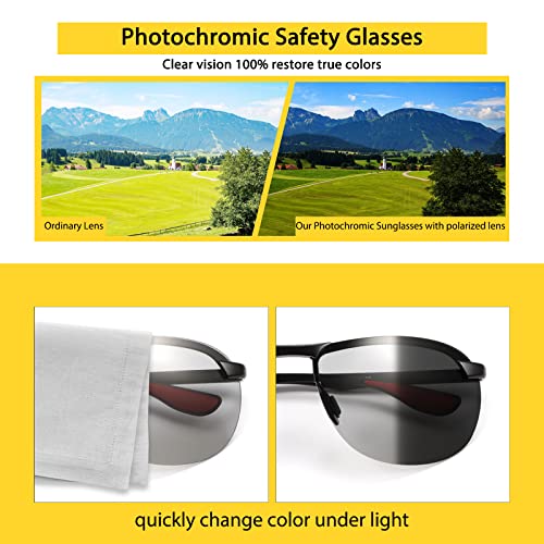 Image of K.LAVER Photochromic Polarized Sunglasses For Men Women UV Protection Round Clear Driving Glasses Anti Glare Eyewear Glasses