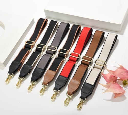 Image of Purse Strap Wide Replacement Crossbody Bag Straps, 1.5 inch Canvas Handbag Shoulder Strap, Adjustable Tote Belt(Gold Hardware