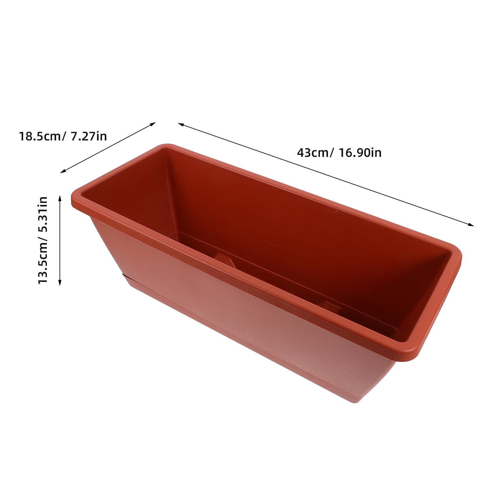 Set 6 Vasi di Fiori in Plastica per Balcone e Casa, Grande Vaso Rettangolare Spesso e Resistente, per Piante e Orto Domestico