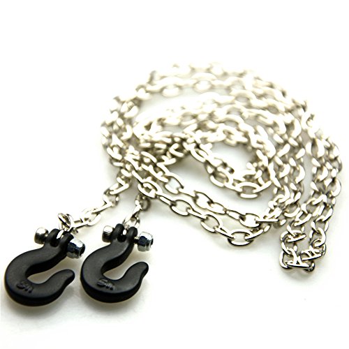 MOHERO 1:10 89cm Alloy Chain with with Hooks for SCX10 AX10 RC Crawler Truck Accessory Pack of 1 (Black)