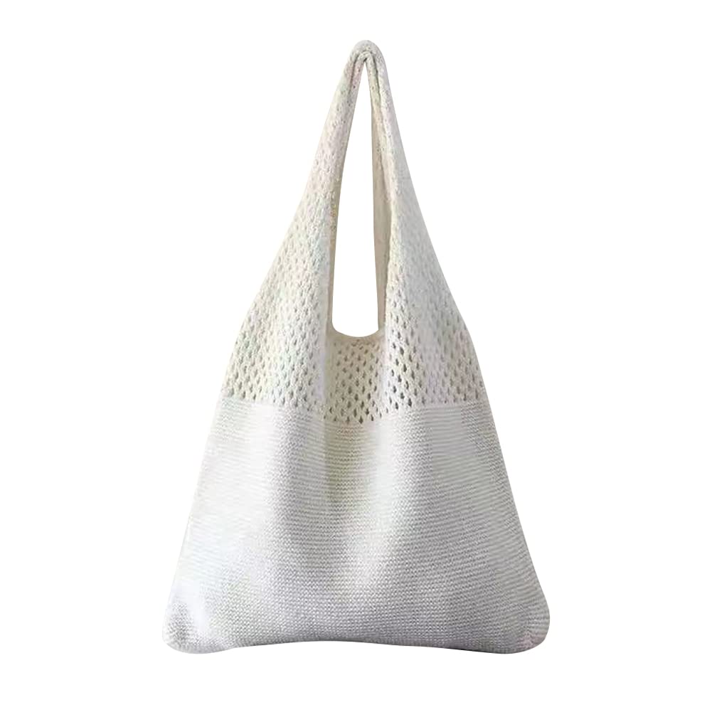 AZURAOKEY Bolsos de hombro tejidos huecos retro bolsos de punto de las mujeres bolsos de verano playa crochet Totes