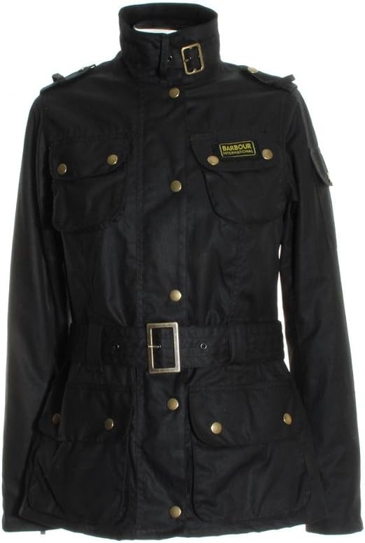 Women's Barbour Union Jack International Waxed Jacket Black Amazon
