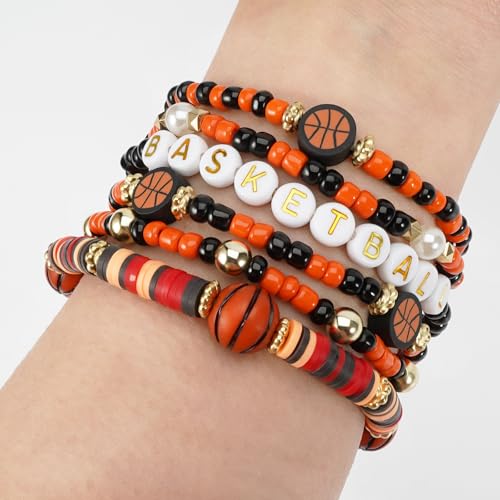 Football Baseball Soccer Beaded Bracelets for Women Stackable Game Day Sports Theme Bracelet3