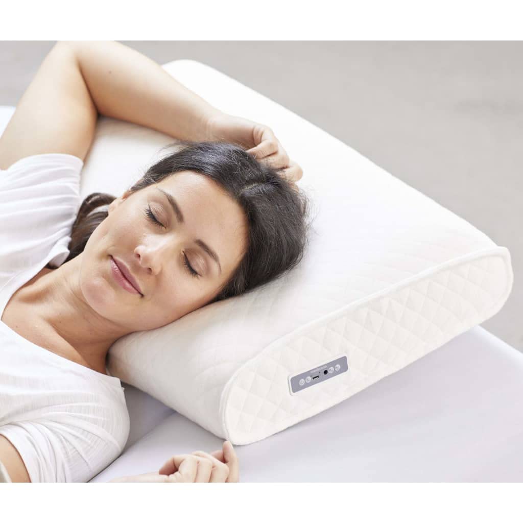 medisana Sleepwell SP 100 Kopfkissen mit Lautsprecher und MP3-Wiedergabe, orthopädisches Schaumkissen mit integrierter Entspannungsmusik, Bluetooth zum streamen von Musik für ein besseres Einschlafen