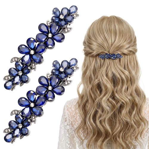 2 pinzas para el cabello con cristales azules miniatura 1