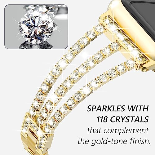 WINGLE 46mm 45mm 44mm 42mm(Series 3 2 1) Compatible with Apple Watch Straps,Women Bling Bracelet Stainless steel Replacement wristband for iWatch Strap SE Series 11 10 9 8 7 6 5 4 3 2 1 - Image 3