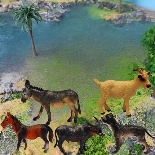 Image of Realistic Big Size Farm Animal Toys for Kids 2+ Years | 6PCs Pet Animals Action Figure Set | Domestic Animal Peacock, Horse, Dog, Cow, Hen etc Birthday Gifts for Children Jungle Animals