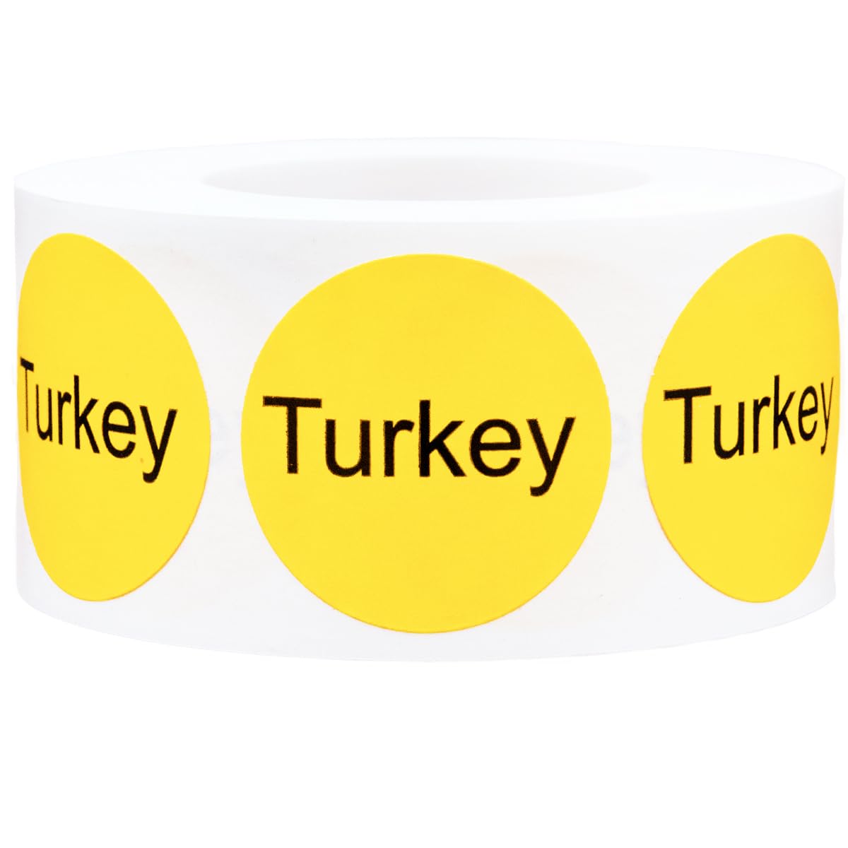 Yellow with Black Turkey Circle Dot Adhesive Stickers, 1 Inch Round Labels, 500 Total Stickers