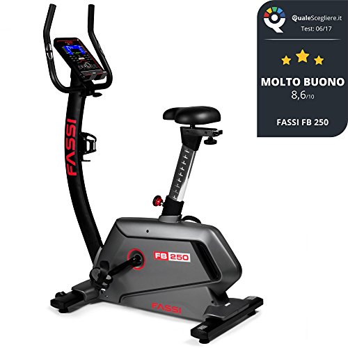 Fassi FB 250 Cyclette, Ricevitore Cardiaco, Wi-Fi, 24 Programmi di Allenamento a norma CE
