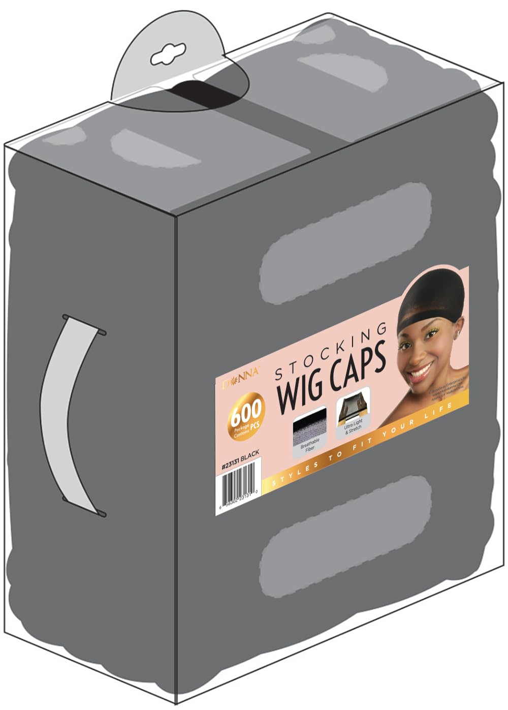 DONNA Stocking Wig Caps 600PCS – Lightweight Stretch Nylon Wig Liners for Women, Breathable Mesh Caps for Daily Wear, Secure Fit for Wigs, Black Color