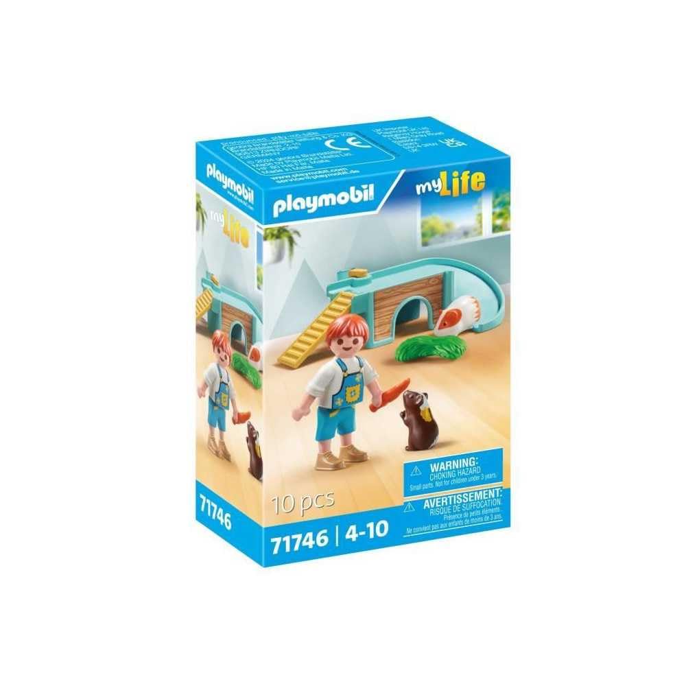 Playmobil 71746 Child with 2 Guinea Pigs and Play Area – My Life Series, 10‑Piece Pet Care Set for Ages 4+