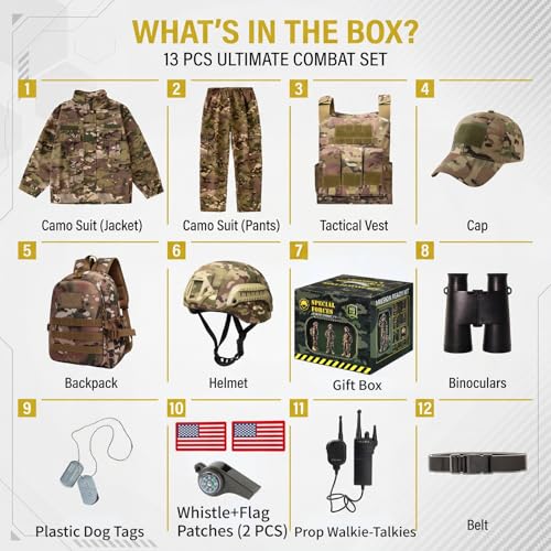 Disfraz militar niño 9-11 años con accesorios tácticos miniatura 3