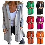 Nkgra Casual Single Breasted Hooded Jacket Women lightweight Flannel Long Fall Jackets Dressy Trench Coat
