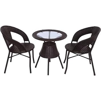 Artic Fashion Garden Patio 2 Seater Chair and Table Set Outdoor Balcony Garden Coffee Table Set Furniture with 1Table and 2Chairs Set
