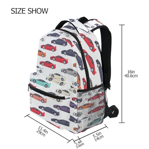 Funny Color Car Backpack for School Boys Girls Adults Kids Bookbag Laptop Bag 18L4
