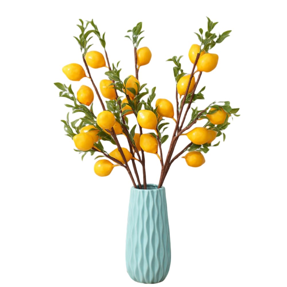 3 piezas de decoración de limón artificial de 19 pulgadas, hermosas ramas de limón amarillo, decoración para el hogar, vacaciones, centro de mesa y decoración del hogar